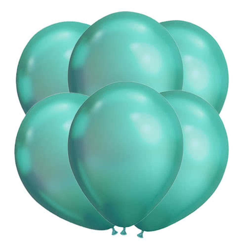 Set 10 baloane latex 18 cm Green - Chrome, Qualatex 85142