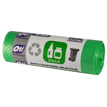 Saci Menajeri OTI pentru Colectare Selectiva, Sticla, Capacitate 120L, 70x110 cm, 10 Buc/Rola, Culoare Verde, Articole Menaj Saci Menajeri OTI pentru Colectare Selectiva, Sticla, Capacitate 120L, 70x110 cm, 10 Buc/Rola, Culoare Verde, Articole Menaj