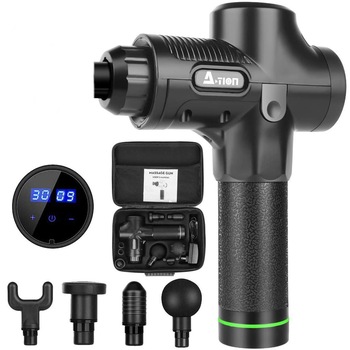 Aparat de masaj Profesional ACTION gun , Pistol de masaj Multifunctional, Portabil, Touchscreen, Vibromasaj, 4 capete, 30 viteze,2500 mAh Batteria pana la 6 ore Aparat de masaj Profesional ACTION gun , Pistol de masaj Multifunctional, Portabil, Touchscreen, Vibromasaj, 4 capete, 30 viteze,2500 mAh Batteria pana la 6 ore