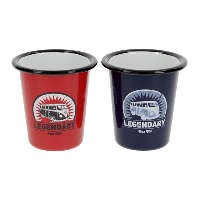 Set 2 x cana metalica emailat, 310 ml, Volkswagen, Multicolor