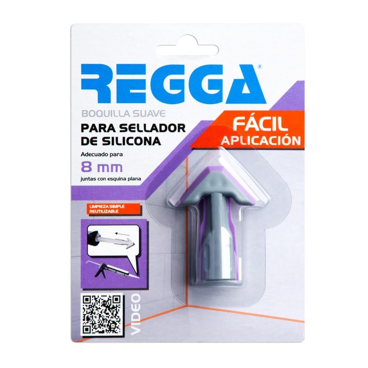 Aplicator nivelant silicon Regga, gri-violet, drept 8mm