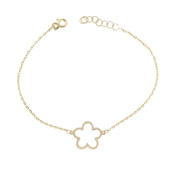Bratara din aur galben de 14k cu ornament floare Bratara din aur galben de 14k cu ornament floare