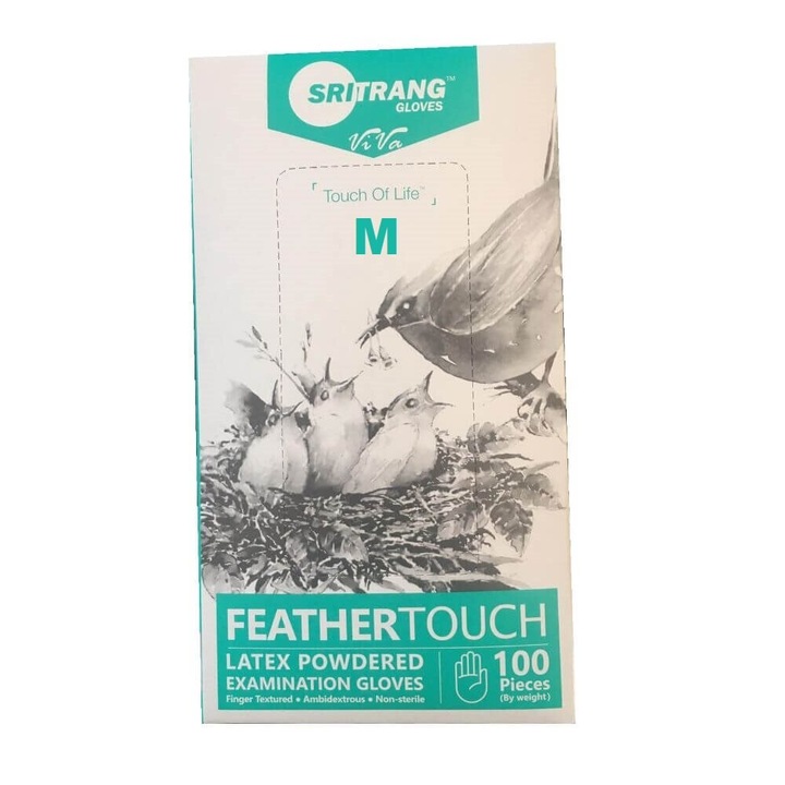 Set 100 Manusi Latex Pudrate Sritrang, M, Albe