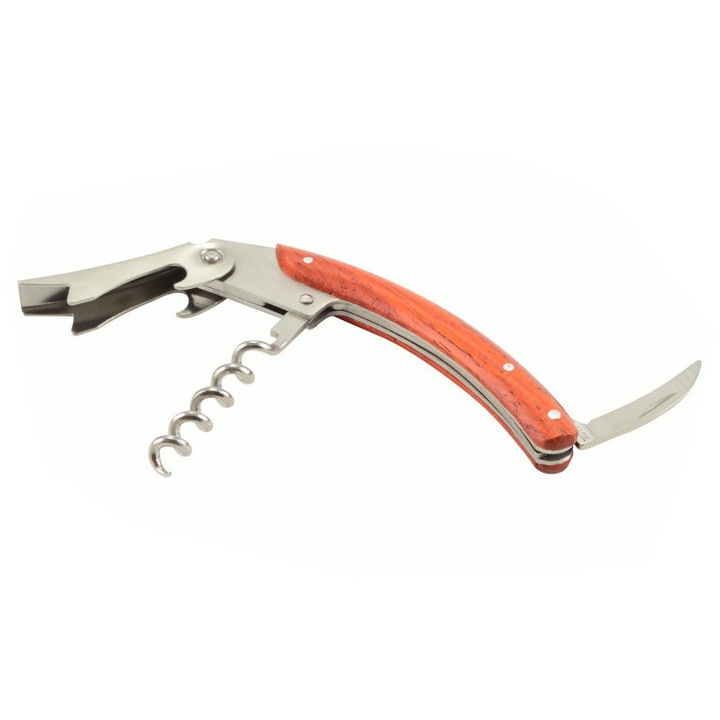 Tirbuson din metal cu insertie lemn, 11cm, Perfect Home