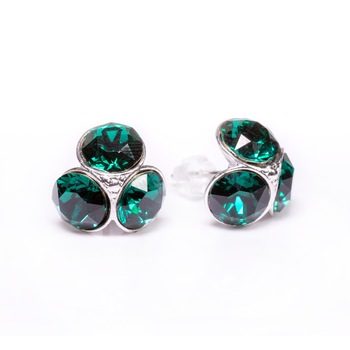 Cercei Argint DaviCrystals cu cristale,tija si carcasa din argint925, trifoi emerald Cercei Argint DaviCrystals cu cristale,tija si carcasa din argint925, trifoi emerald