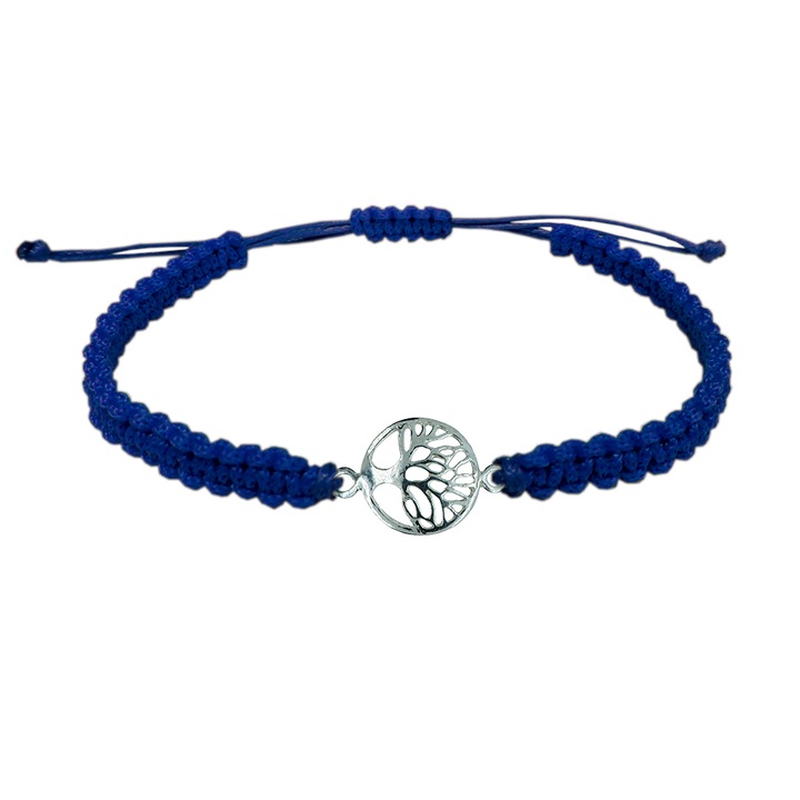 Bratara snur albastru impletit manual personalizata Pomul vietii argint 9209100 Dras