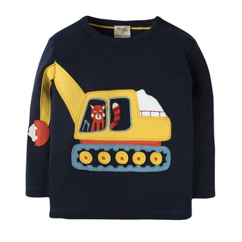 Bluza Doug cu excavator, bumbac organic, multicolor, bebe Bluza Doug cu excavator, bumbac organic, multicolor, bebe