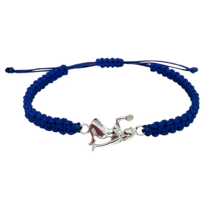 Bratara snur albastru impletit manual personalizata zodie Fecioara zodiac european argint 9236120 Dras