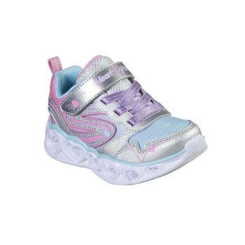 Skechers, Pantofi sport cu LED-uri Heart Lights, lila, albastru pastel, roz pastel