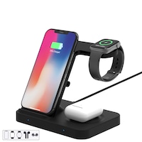 incarcator wireless elive ar-50 5in1 qi type-c super fast charge 3a adaptor qualcomm 30 android ios pentru telefon ceas si casti black imagen 10_0_
0