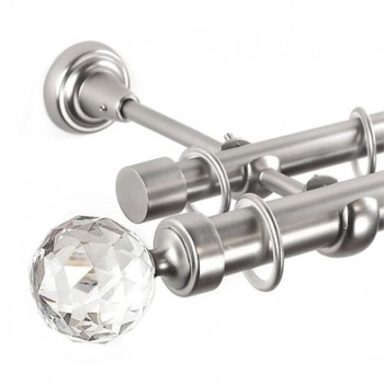 Galerie dubla Cristal 25/19 -280 cm-CROM MAT, cu accesorii pentru montaj Galerie dubla Cristal 25/19 -280 cm-CROM MAT, cu accesorii pentru montaj