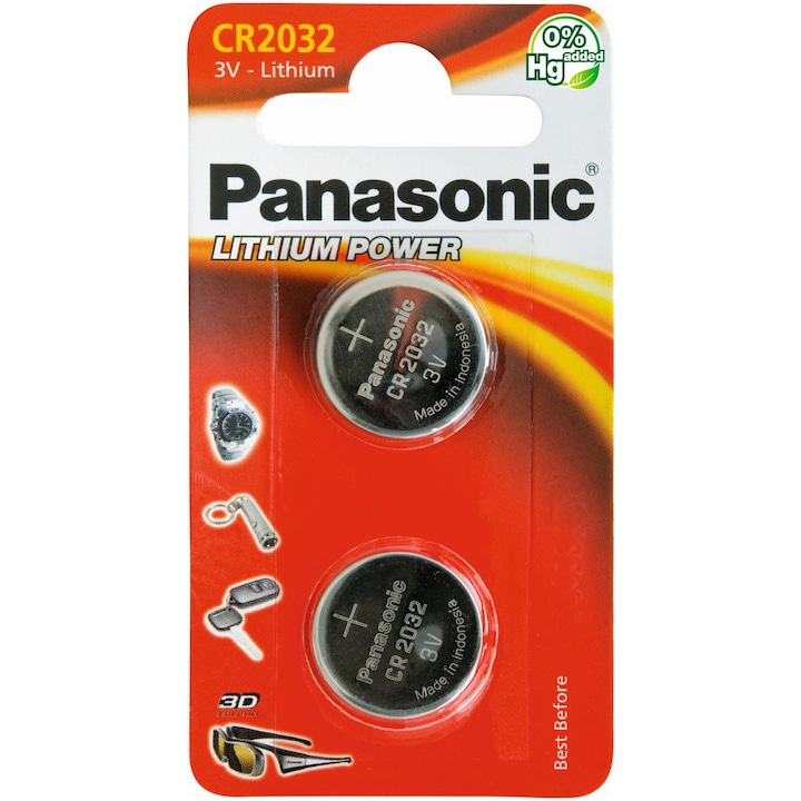 Батерии PANASONIC CR2032, 2 броя