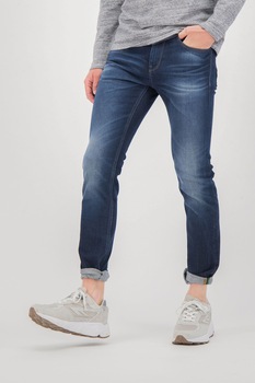 Garcia, Blugi cu croiala dreapta si aspect decolorat, Albastru, W33-L32 Garcia, Blugi cu croiala dreapta si aspect decolorat, Albastru, W33-L32