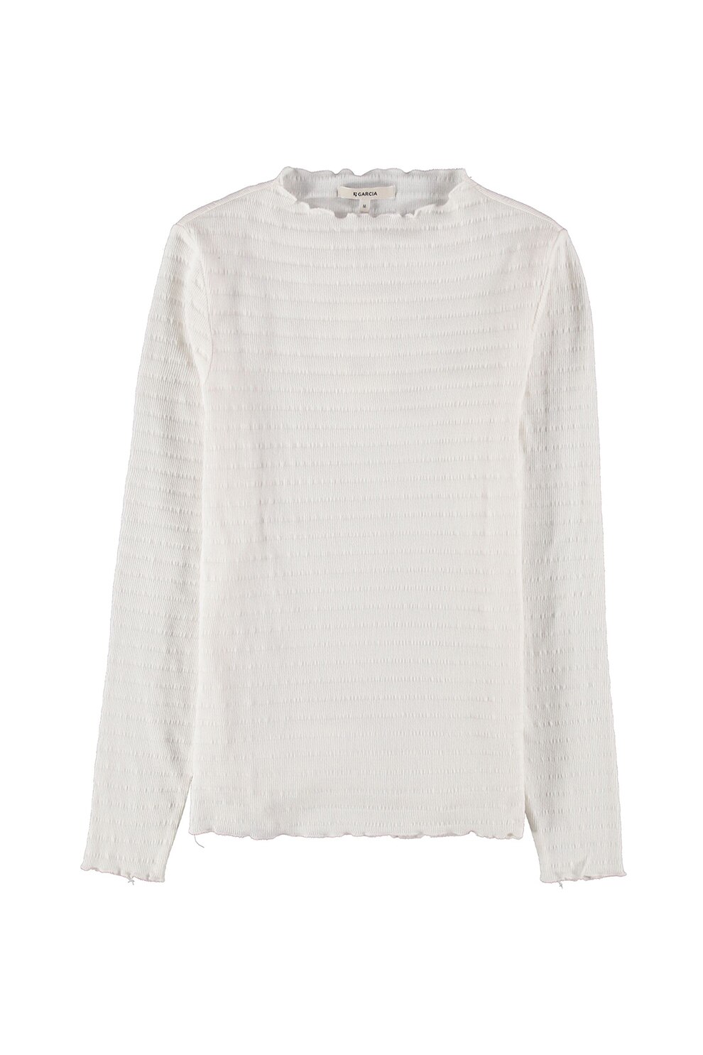 Garcia, Bluza cu maneci lungi si aspect striat, Alb prafuit