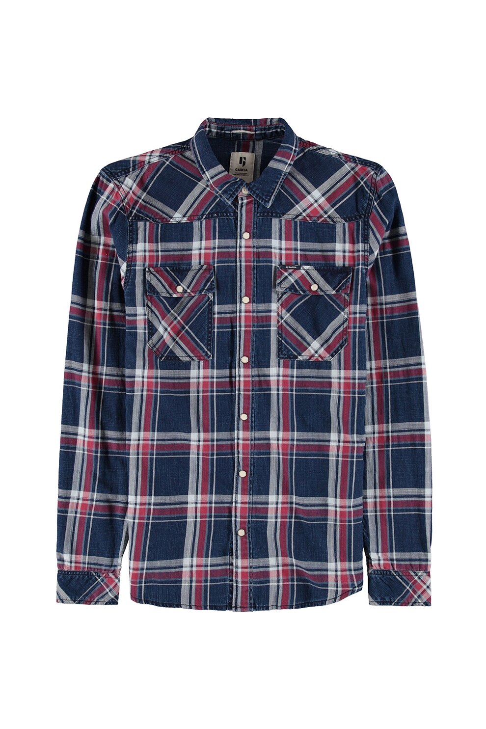 Garcia, Camasa din bumbac cu imprimeu in carouri, Bleumarin