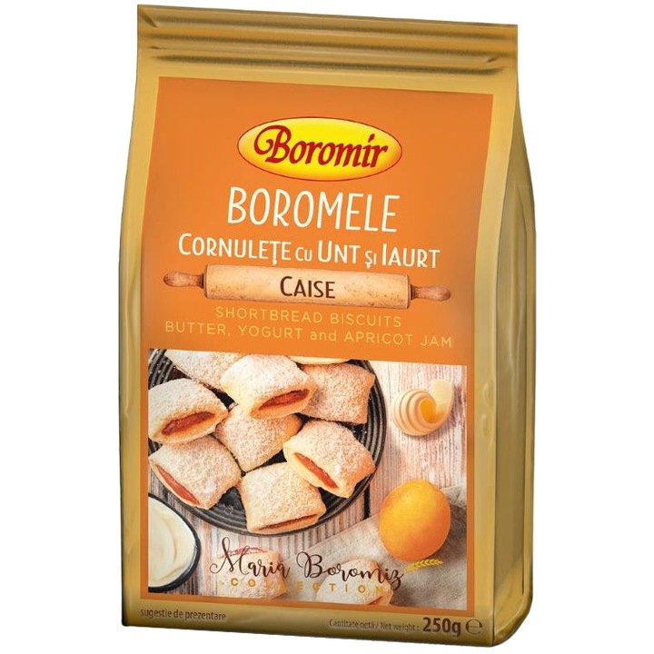 Cornulete Boromir cu unt, iaurt si gem de caise, 250g