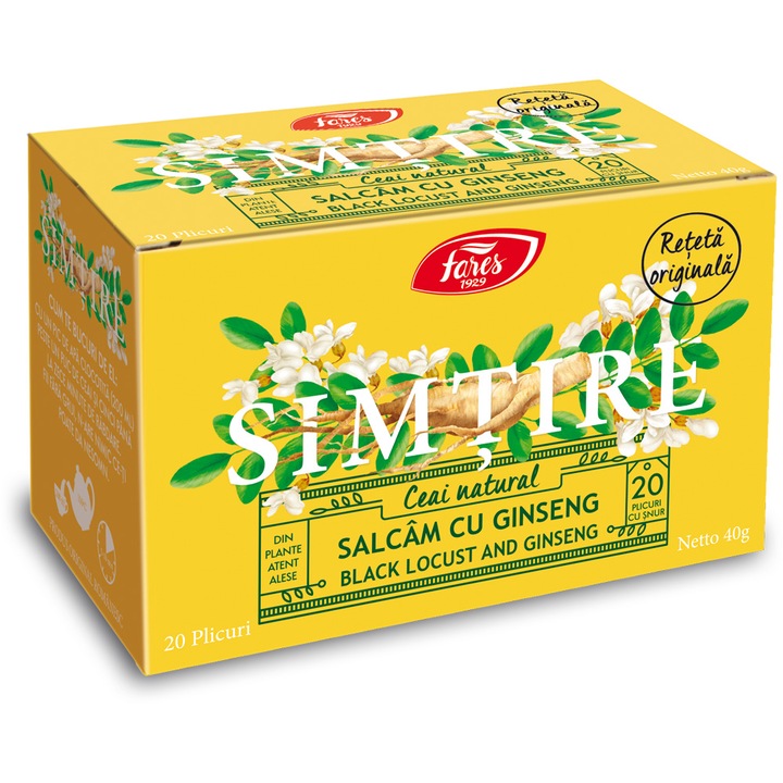 Ceai Simtire - salcam cu ginseng, 20 plicuri, Fares