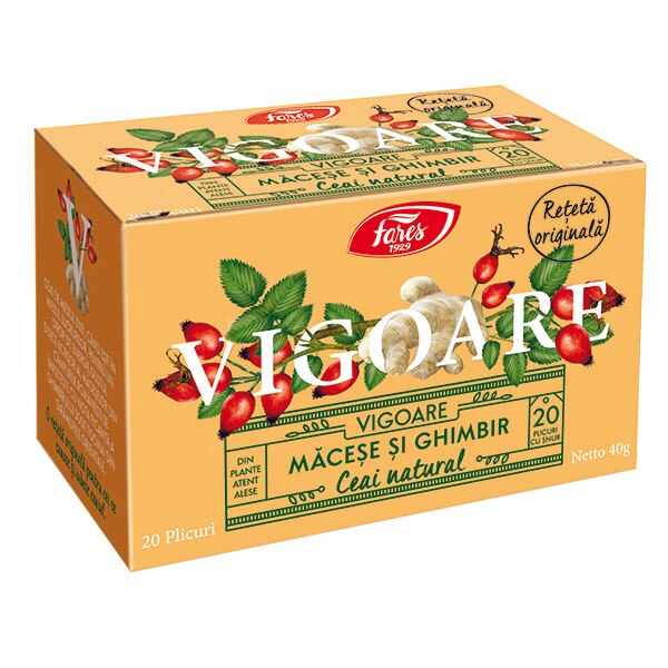 Ceai Vigoare, Fares, macese si ghimbir, 20 plicuri