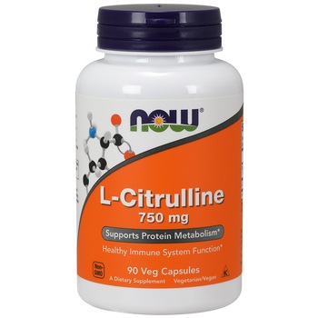 Supliment alimentar Now Foods, L-Citrulina 750 mg, Asimilarea proteinelor, 90 capsule vegetariene Supliment alimentar Now Foods, L-Citrulina 750 mg, Asimilarea proteinelor, 90 capsule vegetariene