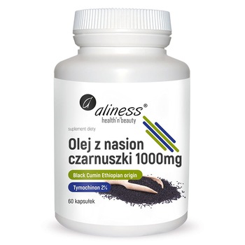 Supliment alimentar Ulei de Seminte de Chimen Negru 2% Aliness, 1000 mg, 60 Capsule Supliment alimentar Ulei de Seminte de Chimen Negru 2% Aliness, 1000 mg, 60 Capsule