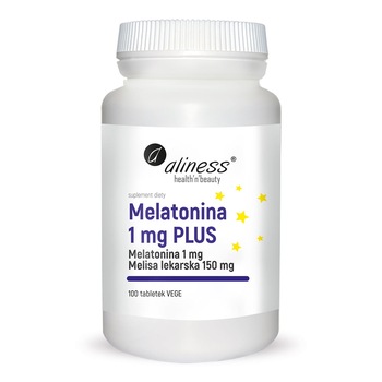 Supliment alimentar Melatonin 1mg Aliness, Imbunatateste calitatea somnului, 100 Tablete vegetariene Supliment alimentar Melatonin 1mg Aliness, Imbunatateste calitatea somnului, 100 Tablete vegetariene