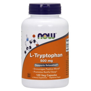 Supliment alimentar L-Triptofan Now Foods, Pentru o buna dispozitie si un somn linistit, 500 mg, 120 Capsule vegetariene Supliment alimentar L-Triptofan Now Foods, Pentru o buna dispozitie si un somn linistit, 500 mg, 120 Capsule vegetariene