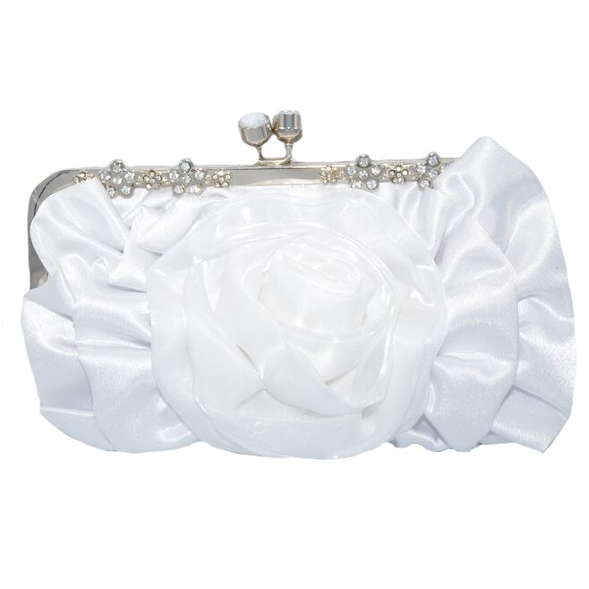 Poseta rafinata accesorizata cu o floare din voal ,D&J Exclussive,alb