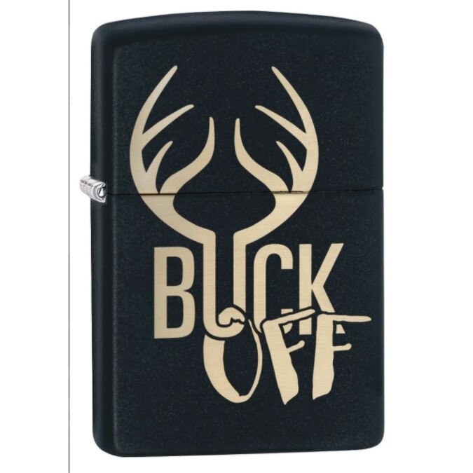 Bricheta Zippo Black Matte Laser Engrave Buck Off