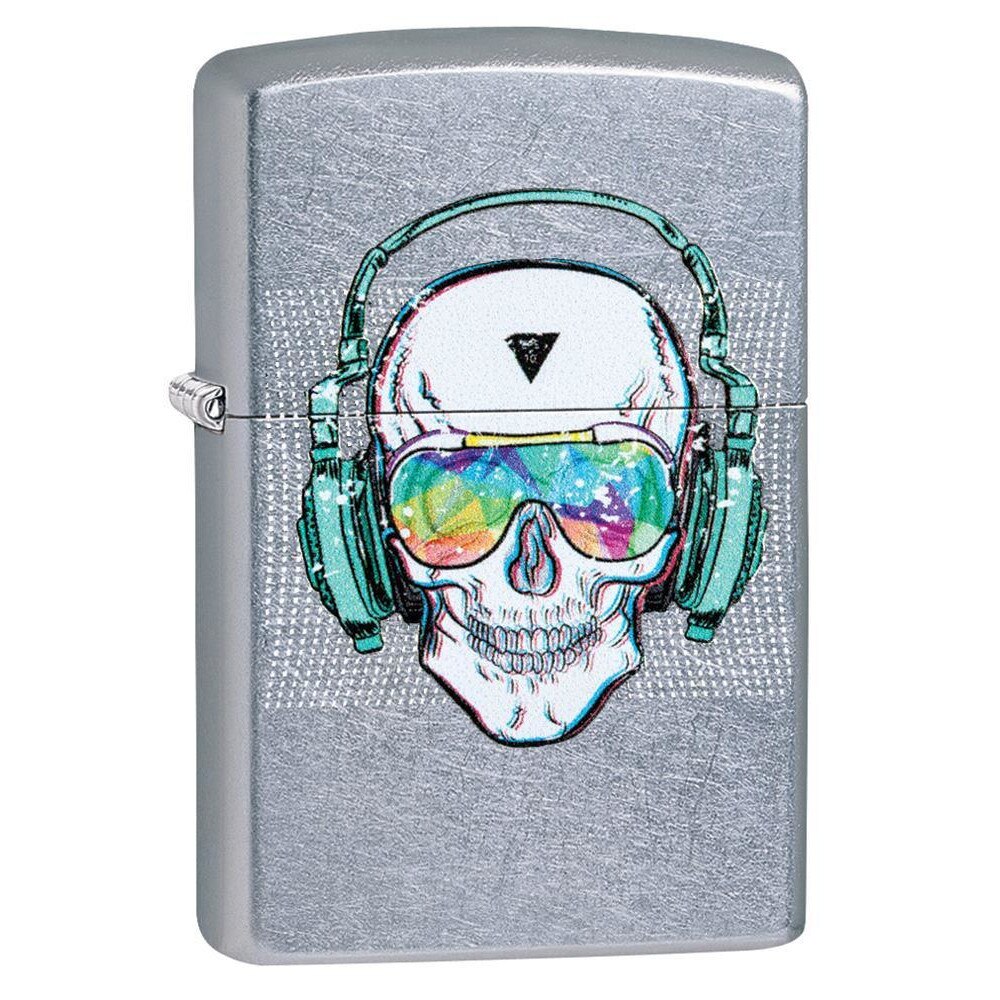 Bricheta Zippo Street Chrome Skull Headphone Design