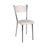 Scaun Karya, tapitat piele ecologica, cadru metalic, 89x43 cm, Alb