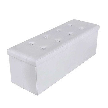 Taburet, spatiu de depozitare, piele ecologica, 110x38x38 cm, Alb Taburet, spatiu de depozitare, piele ecologica, 110x38x38 cm, Alb