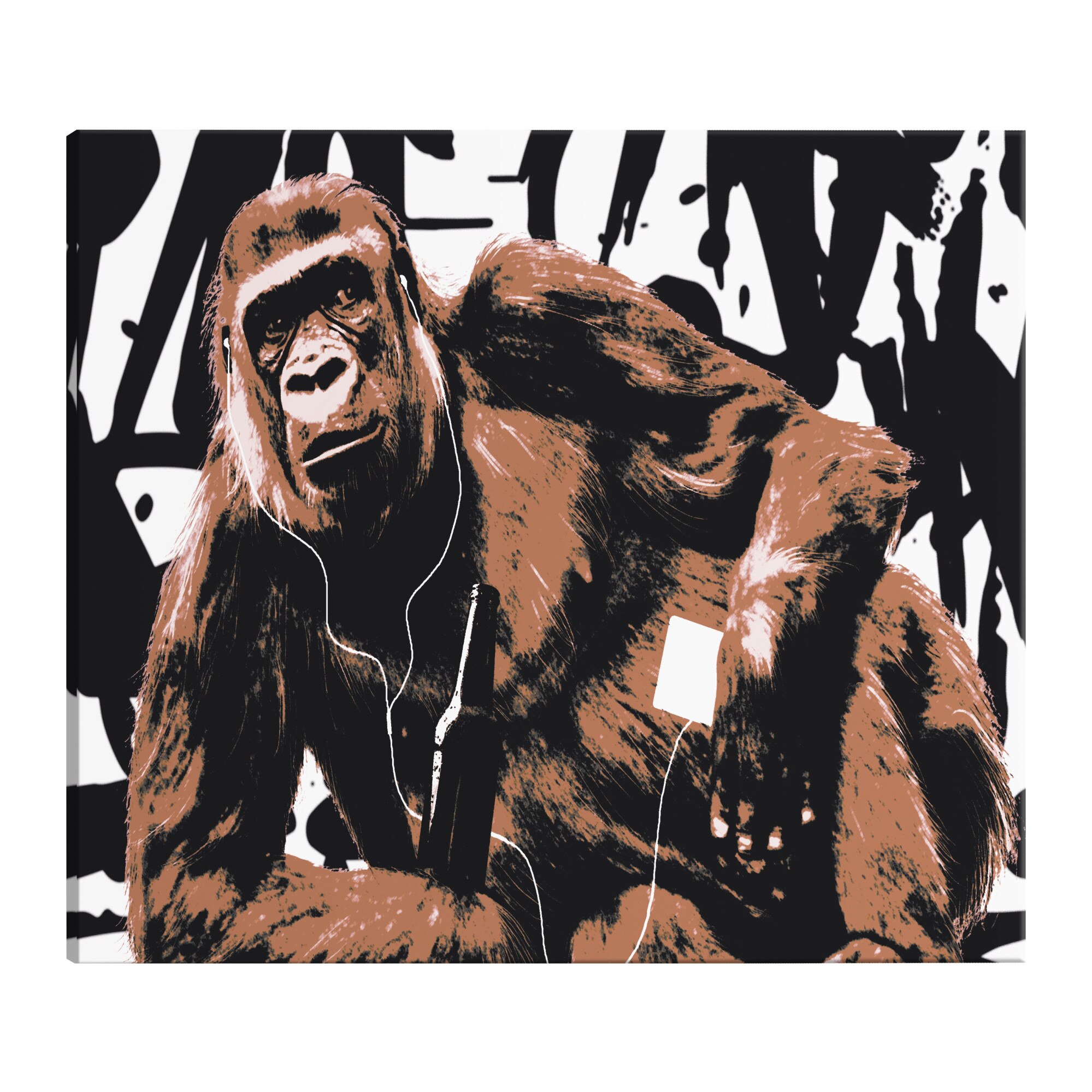 Tablou canvas - Pop art maimuta maro inchis - 90 x 60 cm
