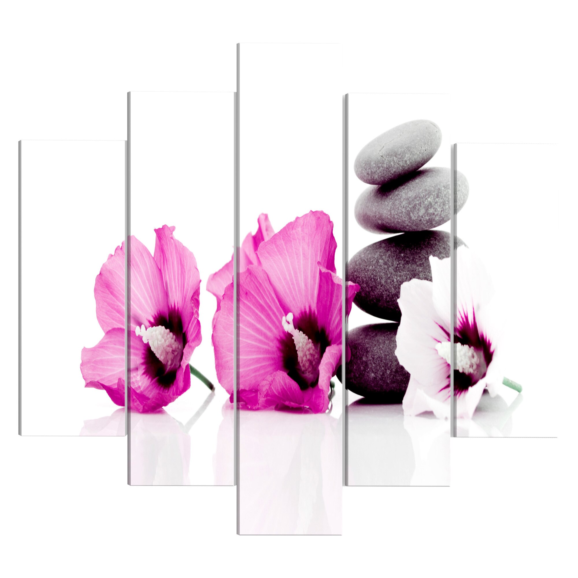 Tablou canvas 5 piese - Calm mallow wide pink - 100 x 50 cm