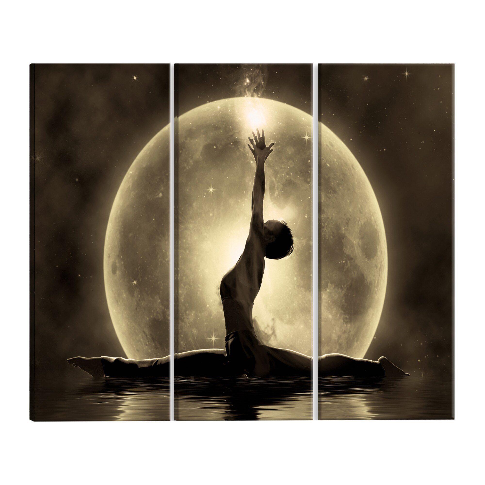 Tablou canvas 3 piese - Sfoara auriu - 90 x 60 cm