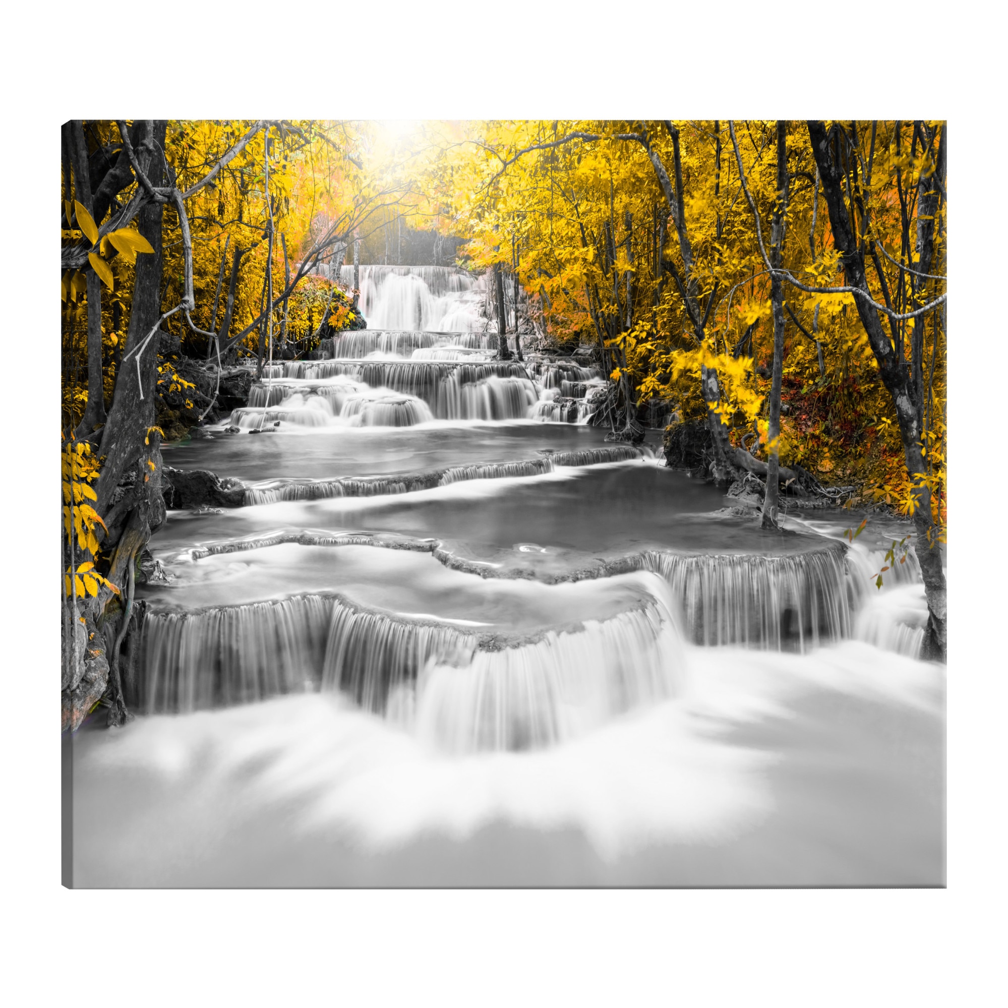 Tablou canvas - Cascada de ganduri galben larg - 120 x 80 cm