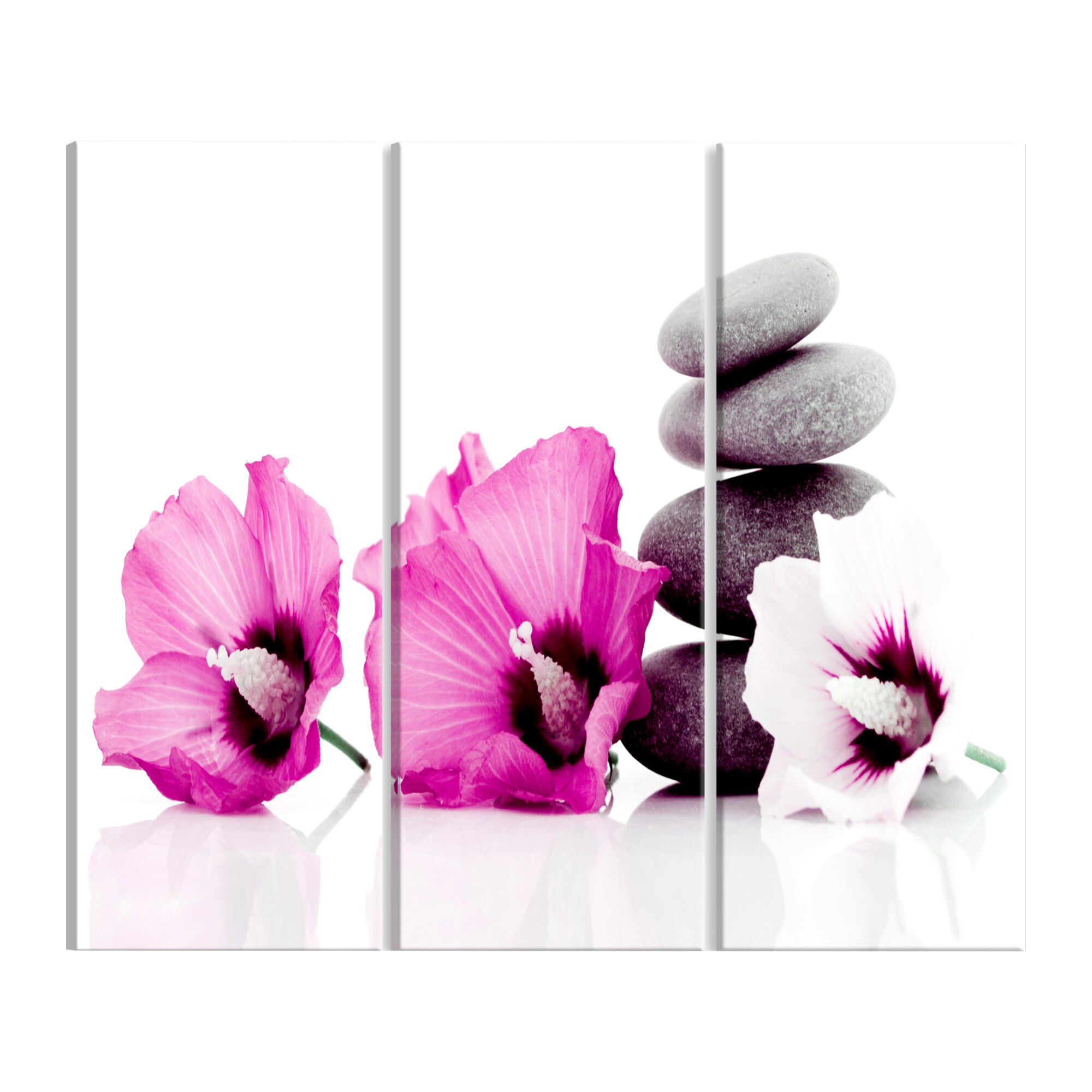 Tablou canvas 3 piese - Calm mallow roz - 90 x 60 cm