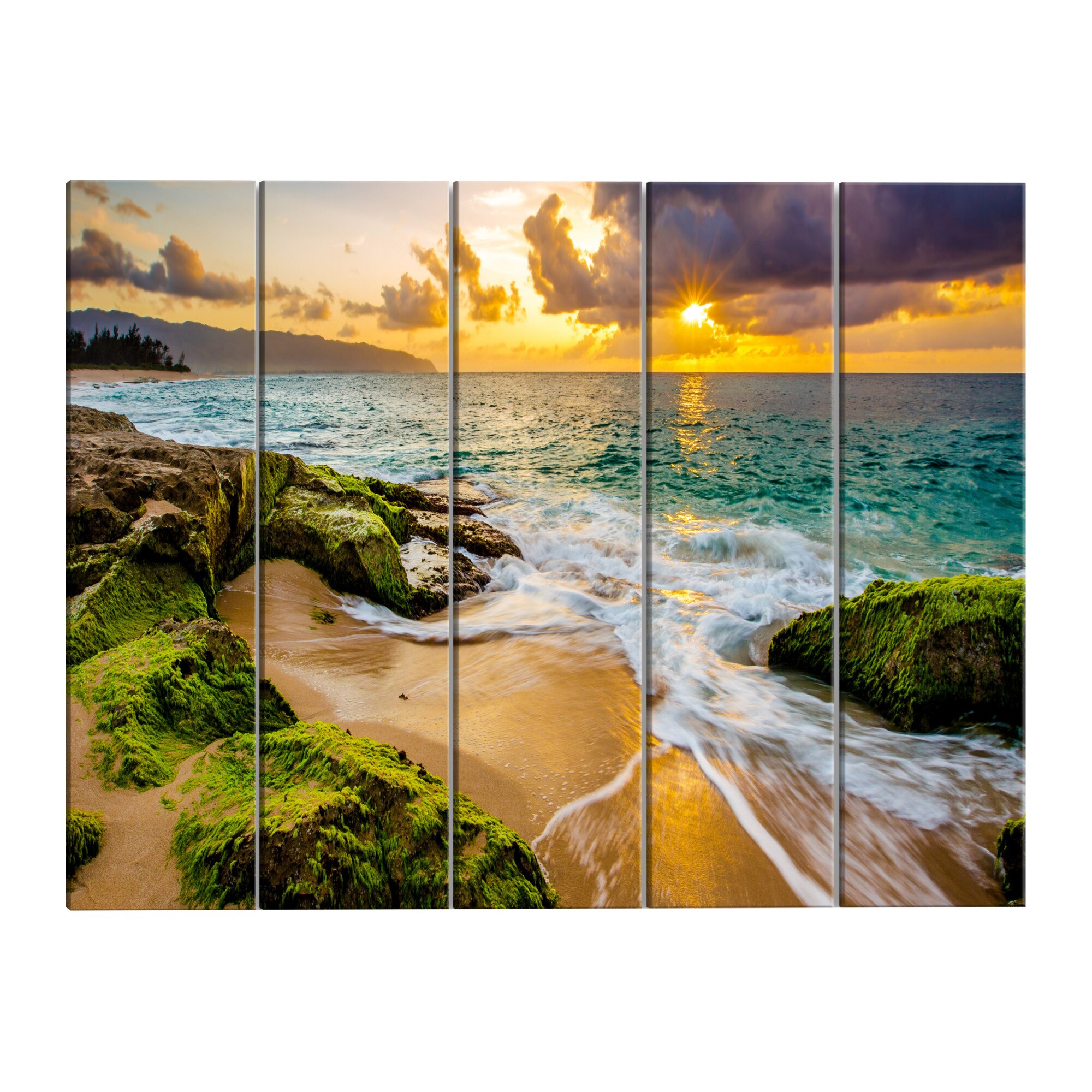 Tablou canvas 5 piese - Marea turcoaz ingusta - 225 x 90 cm