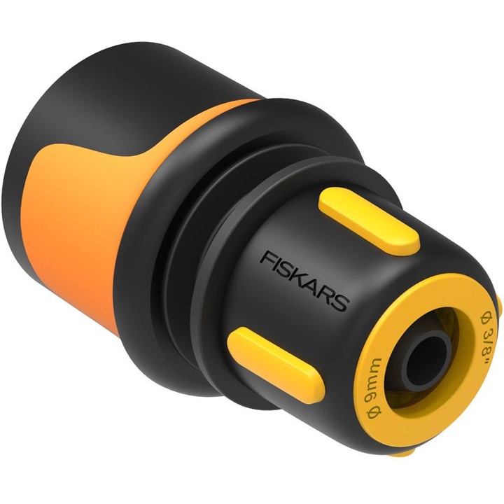 Conector furtun 9 mm (3/8"), L=116 mm, Fiskars, din plastic rezistent ...