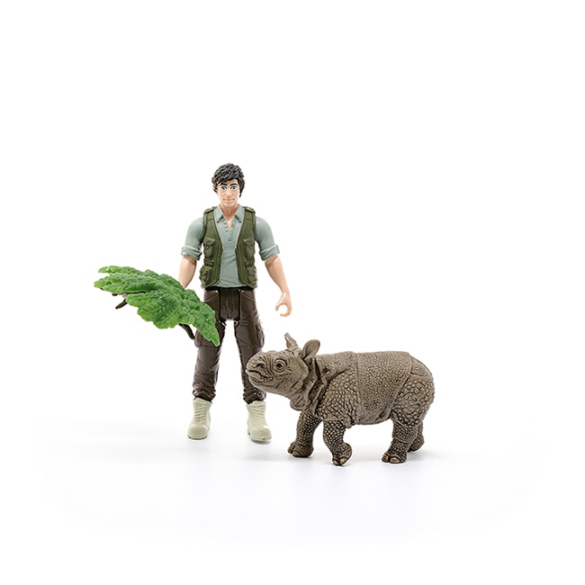 Figurine Schleich Ranger Si Rinocer, set 2 buc