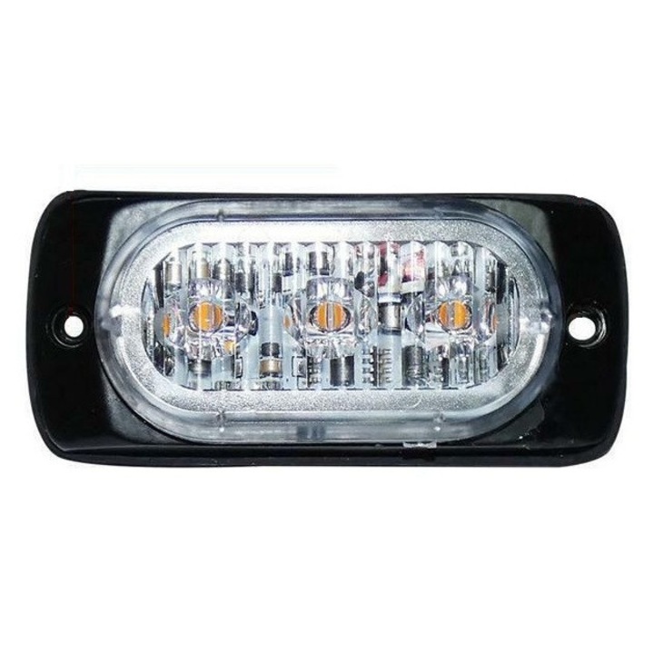 Girofar Led stroboscopic, 12/24V Galben, 3 Leduri, 82mm/38mm