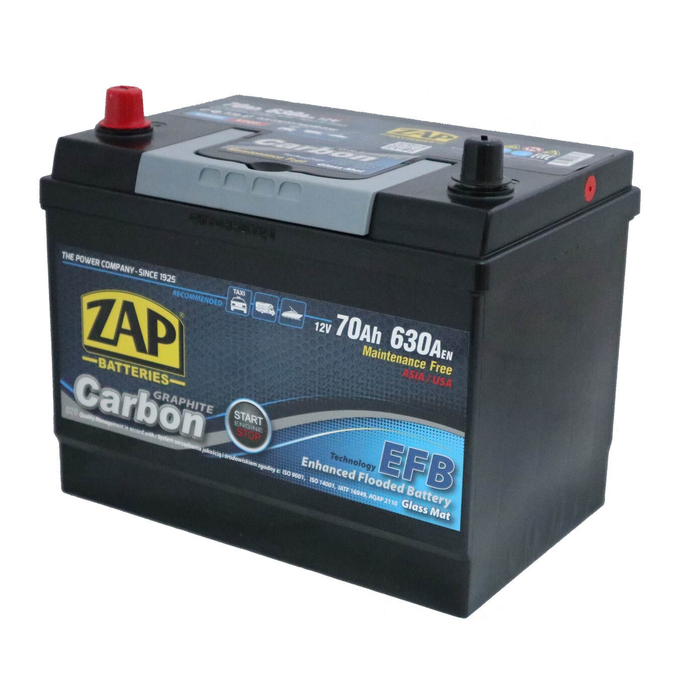 Baterie auto ZAP CARBON EFB Japan Start & Stop 70Ah borna inversa