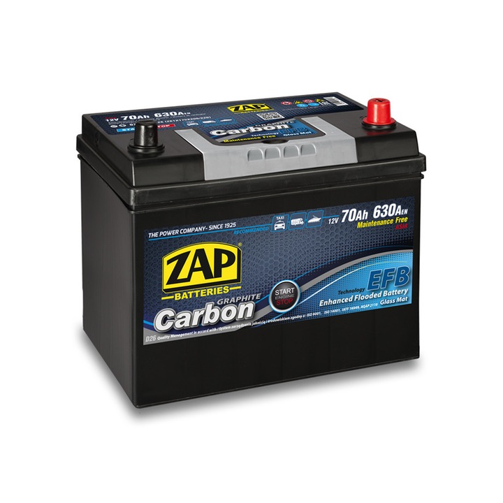 Baterie auto ZAP CARBON EFB Japan Start & Stop 70Ah
