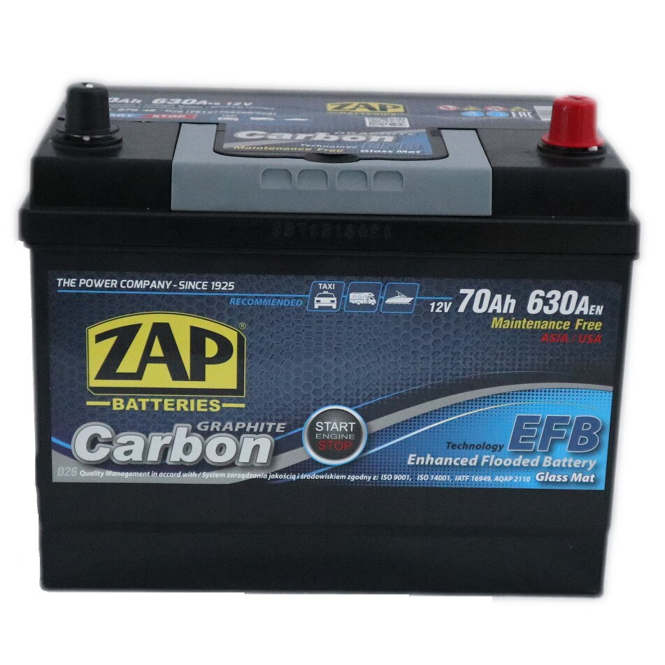 Baterie auto ZAP CARBON EFB Japan Start & Stop 70Ah