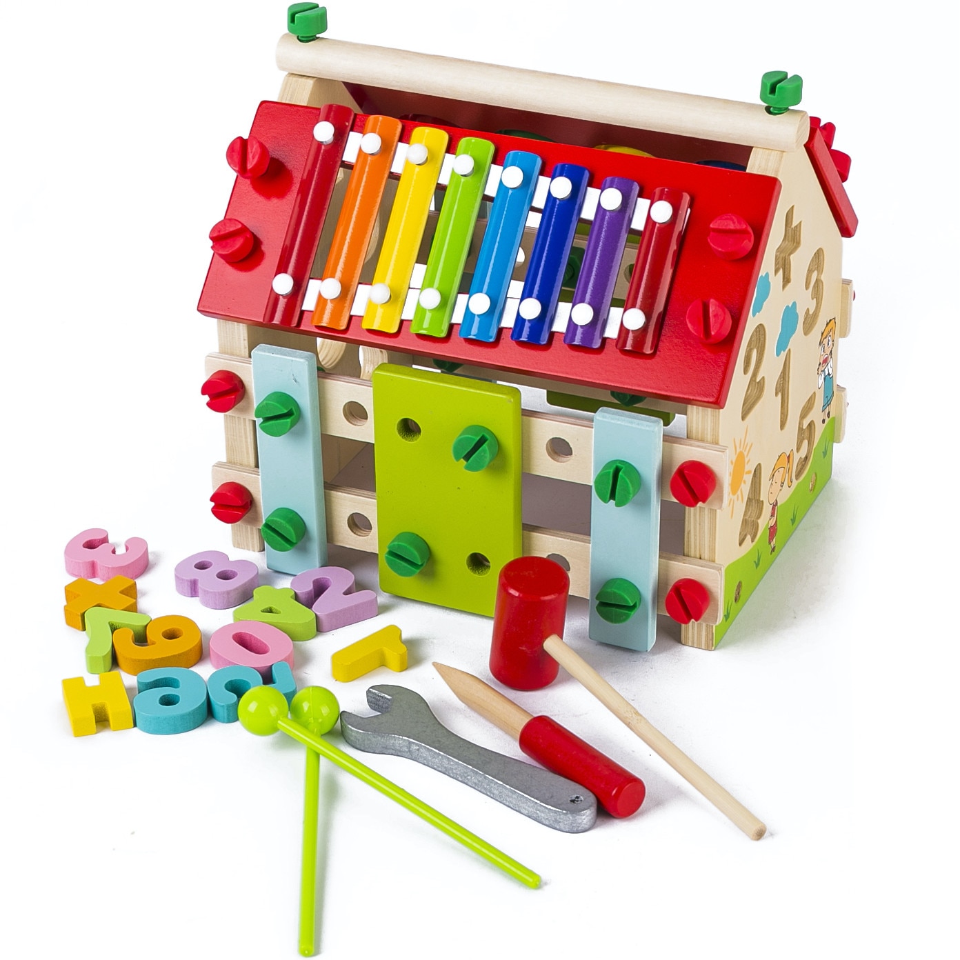 Casuta multifunctionala Montessori 4 in 1, lemn, 23x16cm