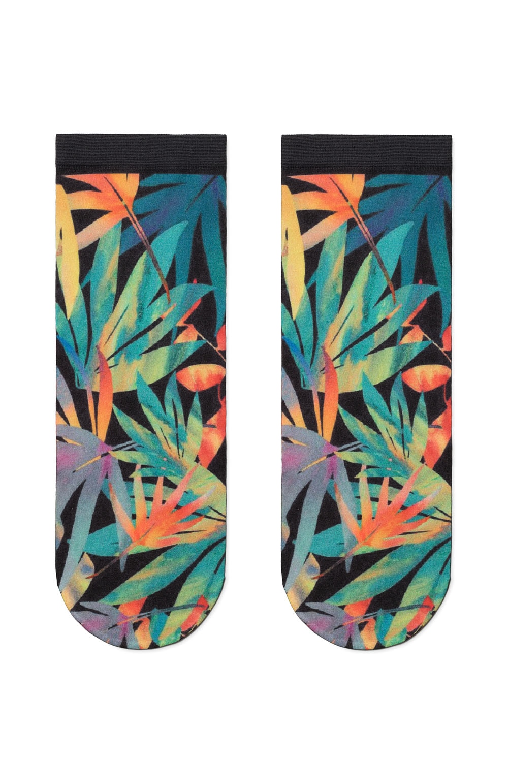 Sosete poliamida cu model frunze colorate, Conte Elegant Fantasy 048, 36-39, Multicolor