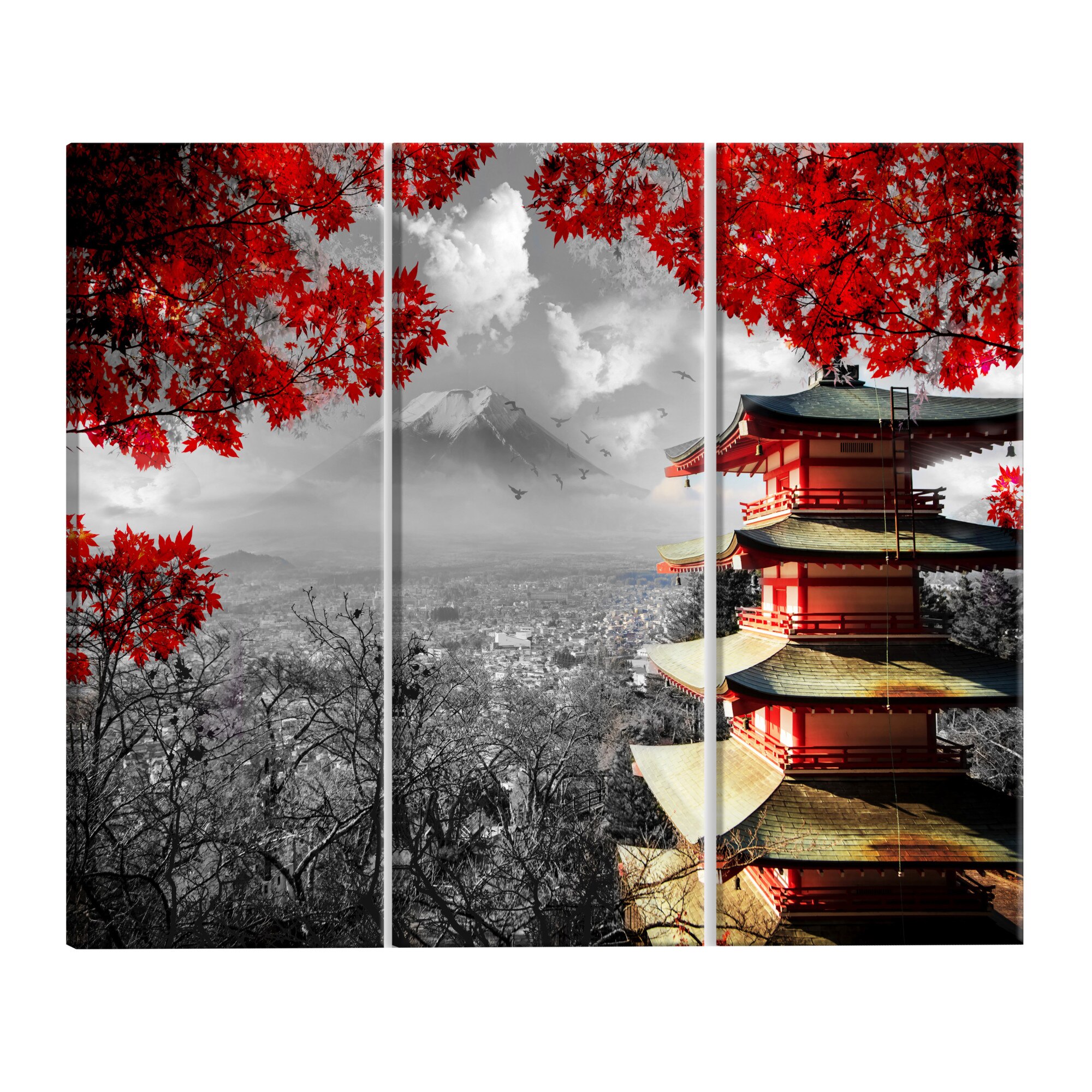 Tablou canvas 3 piese - Aventura japoneza - 120 x 80 cm