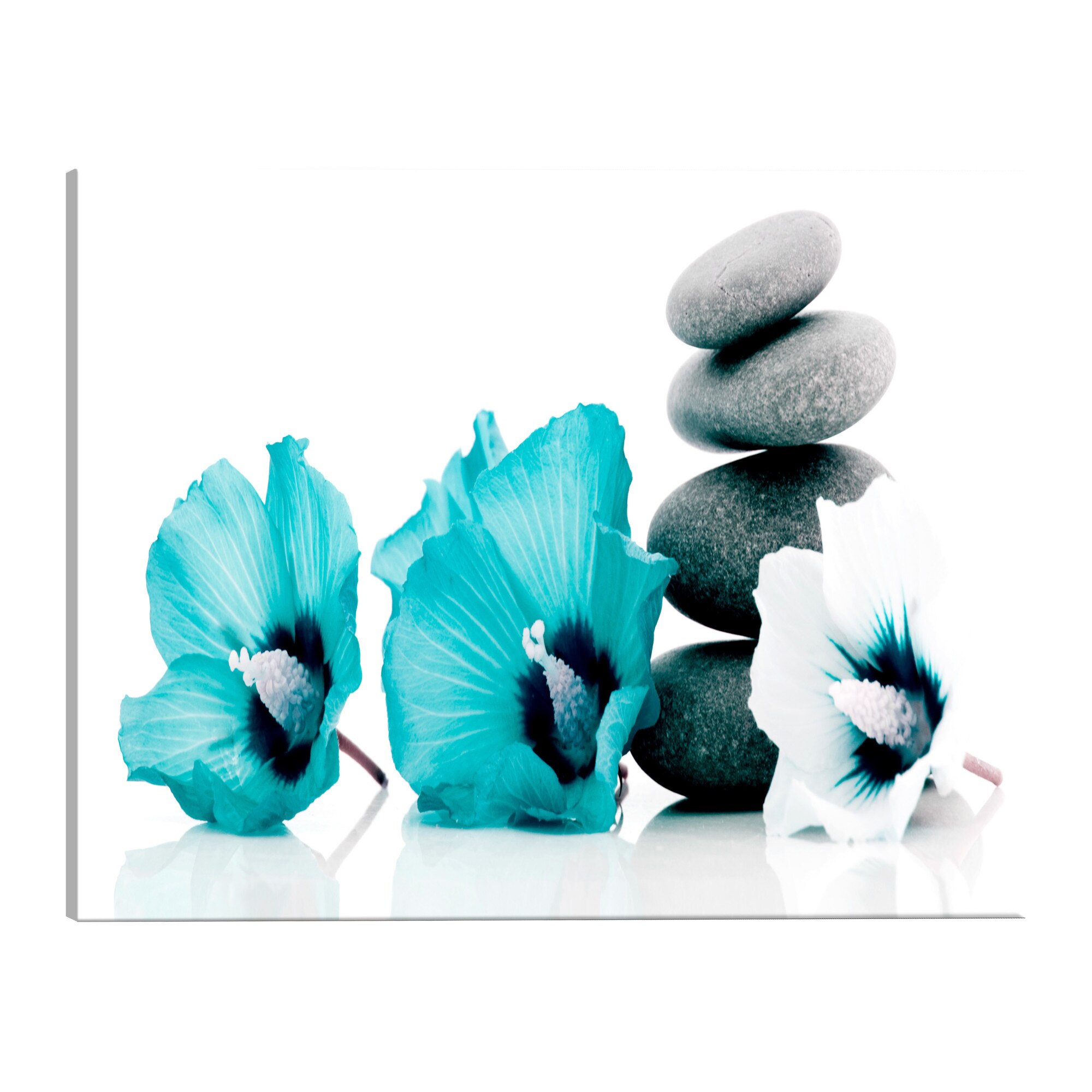 Tablou canvas - Calm mallow turcoaz ingust - 150 x 50 cm