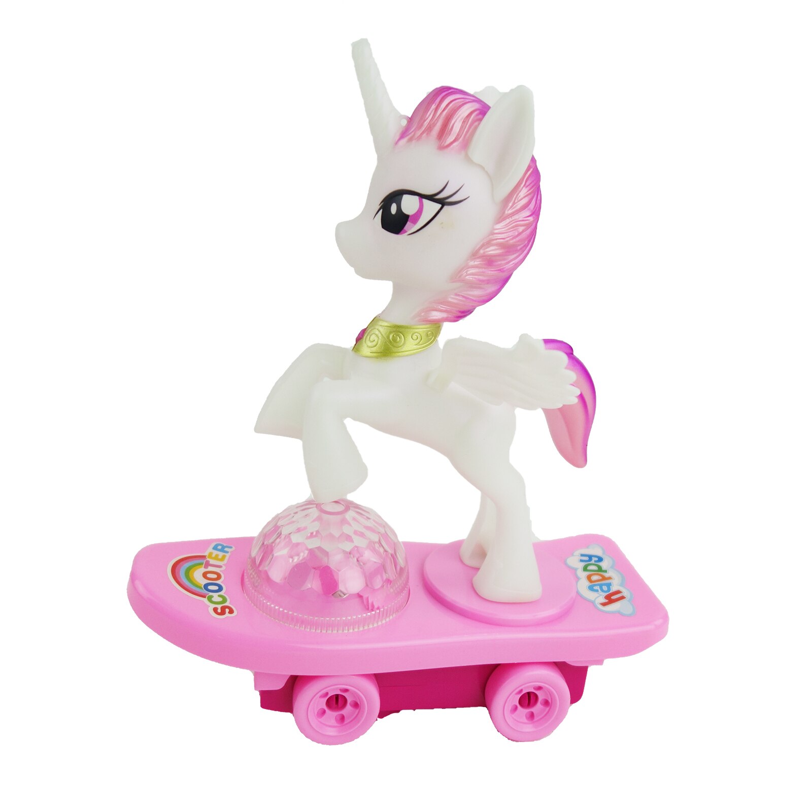 Unicorn cu miscare, lumini si sunete, 24 cm