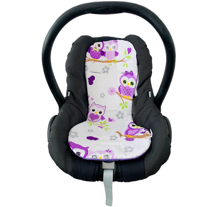 Covoras pentru carucior Kapinkata, Nova, Bufnite mov, 65x29.