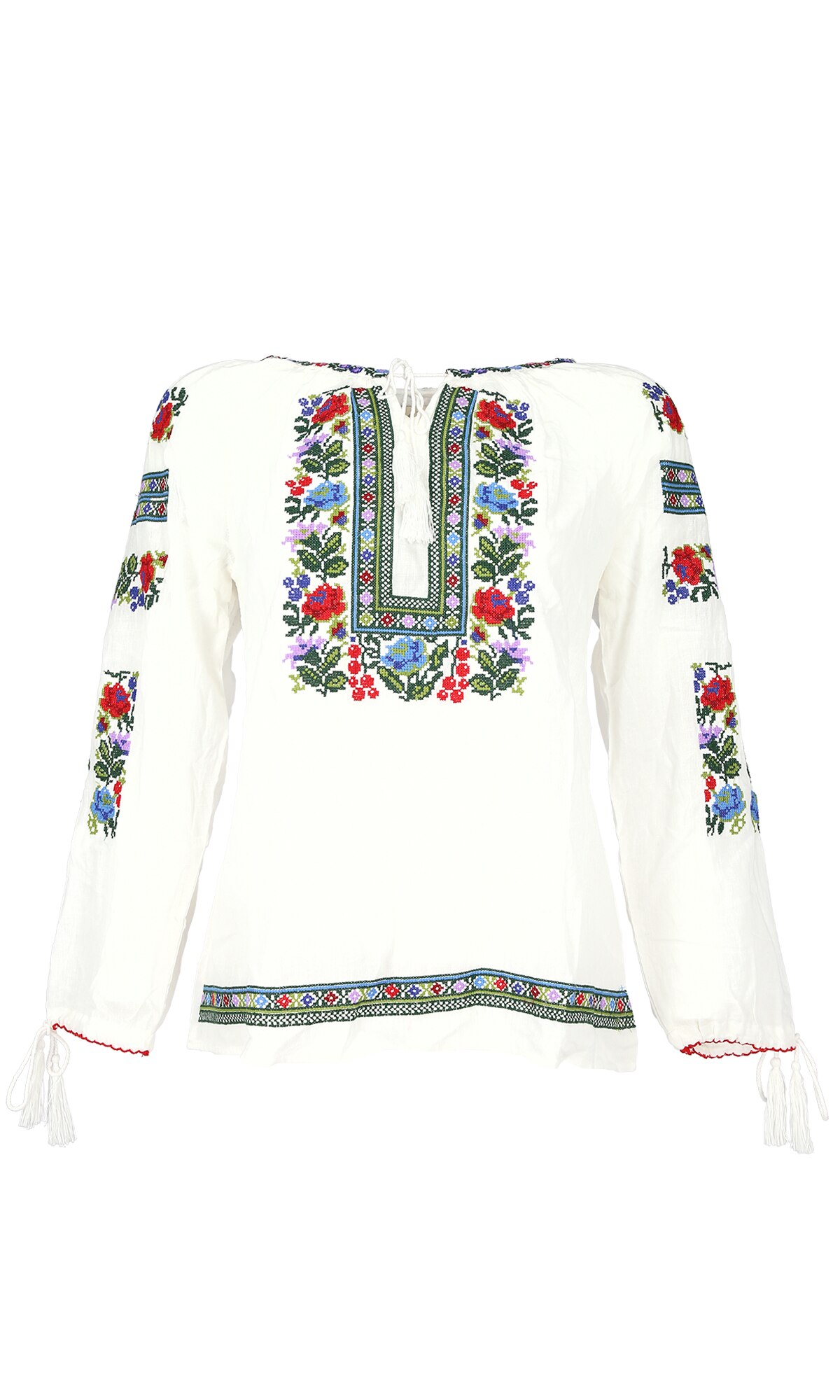 Bluza tip ie traditionala Dacali, dama, RF1, alb,